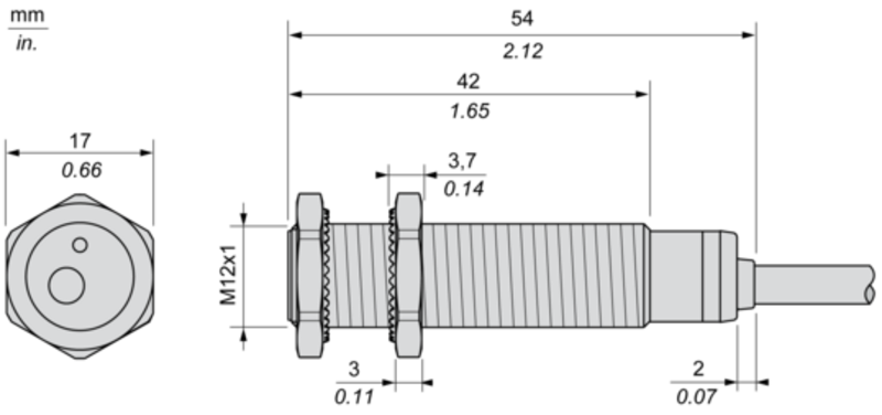 Induktiv tilstedeværelsesensor XS, induktiv sensor XS6 M12, L54mm, messing, Sn4mm, 12...48 VDC, kabel 5 m - Bilde 6