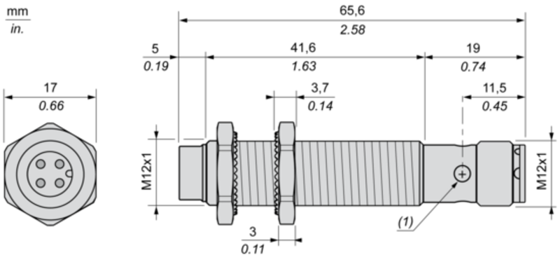 Induktiv tilstedeværelsesensor XS, induktiv sensor XS6 M12, L66 mm, messing, Sn7 mm, 12...48 VDC, M12 - Bilde 5