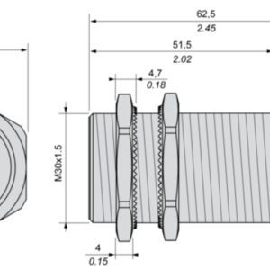 Induktiv tilstedeværelsesensor XS, induktiv sensor XS6 M30, L62mm, messing, Sn15mm, 24...240VAC/DC, kabel 2 m - Bilde 5