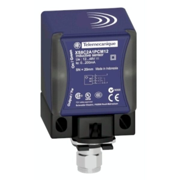 Induktiv tilstedeværelsesensor XS, induktiv sensor XS8 40x40x70, PBT, Sn20 mm, 12...48 VDC, M12