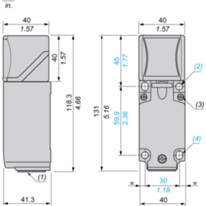 Induktiv tilstedeværelsesensor XS, induktiv sensor XS8 40x40x117, PBT, Sn40 mm, 24...240VAC/DC, terminaler - Bilde 2
