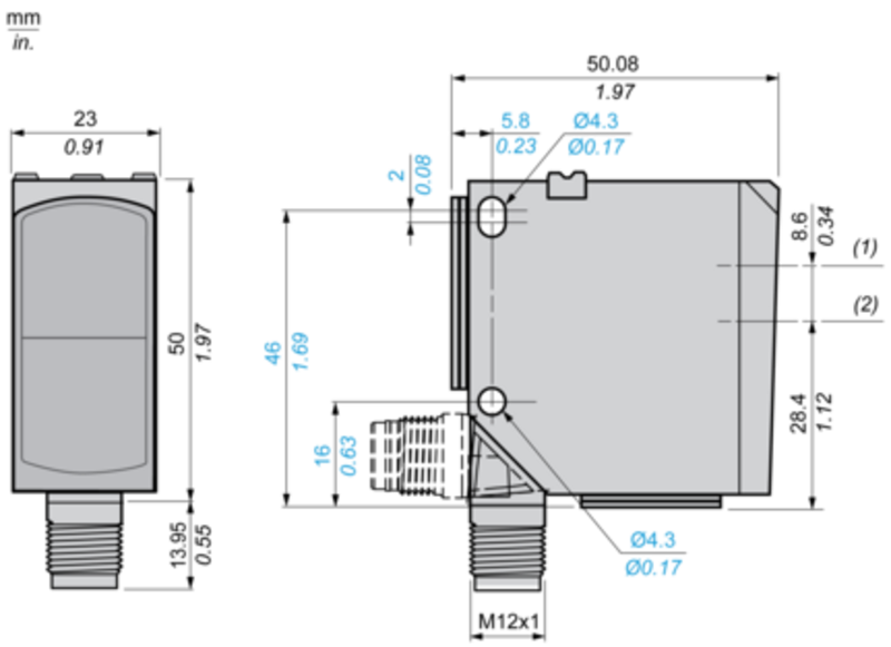 Fotoelektrisk Avstandssensor XU, fotoelektrisk lasersensor, XUK, refleks, Sn 70 m, 2Q 1Qa 3IN, heiseapp - Bilde 2