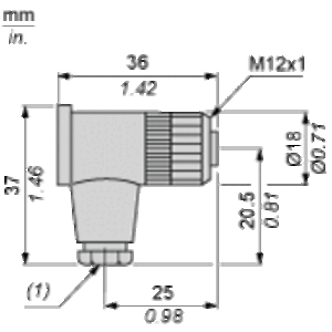 Albuekontakt, Hunn, M12, 4-pins, Kablenippel PG7 - Bilde 3
