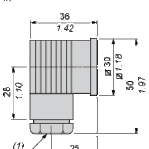 Hunn, DIN 43650 A, 4-pins, albuekontakt, kabelgjertel PG11 - Bilde 2