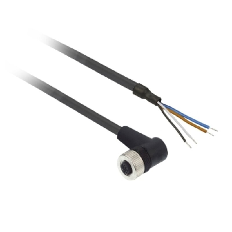 Forhåndskoblet kontakt XZ, albue hunn, M12, 4 pinner, kabel PUR 5 m - Bilde 1