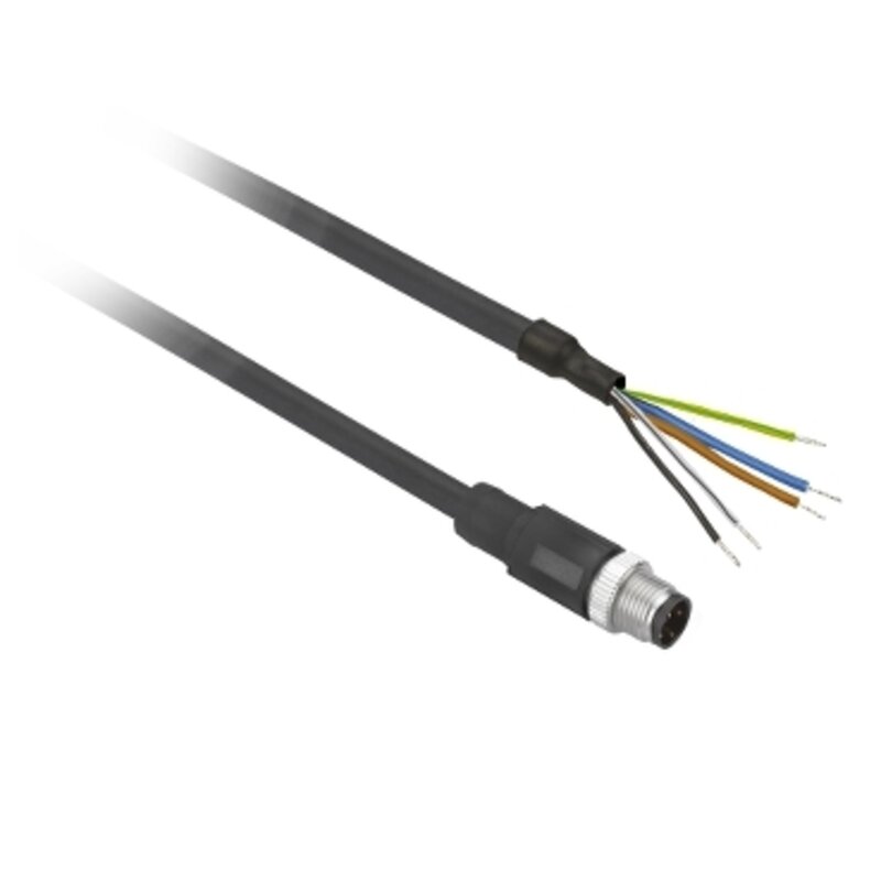 Forhåndskoblet kontakt XZ, rett hann, M12, 5 pinner, kabel PUR 5 m - Bilde 1