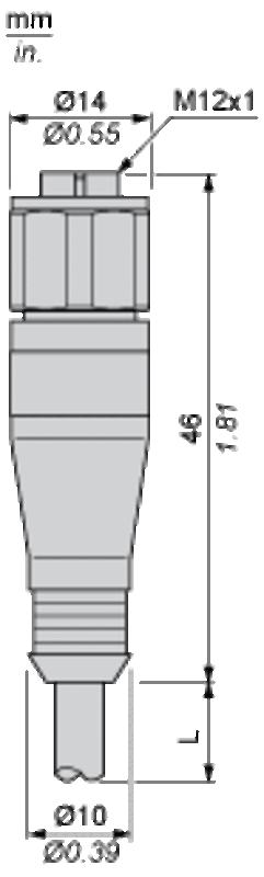 Forhåndskoblet kontakt XZ, rett hunn, M12, 4 pinner, kabel PVC 2 m