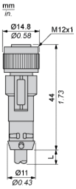 Forhåndskoblet kontakt , PVC, Hunn, M12, 4 PINNER, RETT, 5M
