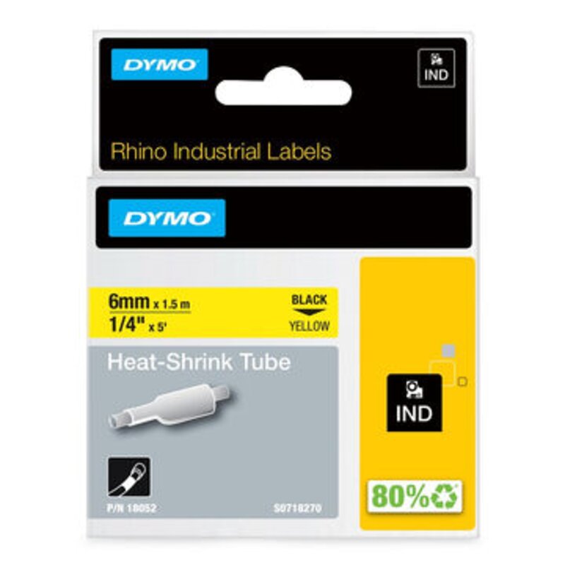 Ledningsmerker til maskin, RHINO KRYMPESTRØMPE 6MM SORT/GUL - Bilde 1