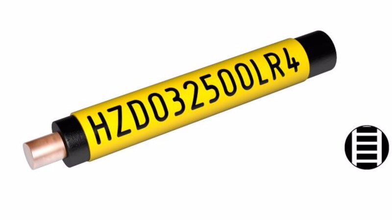 Ledningsmerker til maskin, KRYMP. STEGM. HALOGENFRI 2:1 D:3,2 L:25 GUL 2000 - Bilde 1