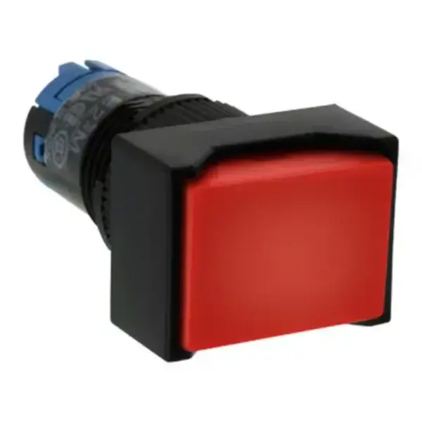 Betjeningsmatriell, Knapper / Brytere, SWITCH: BUTTON, MOMENTARY, DPDT 12MM, RED, RECTANGULAR