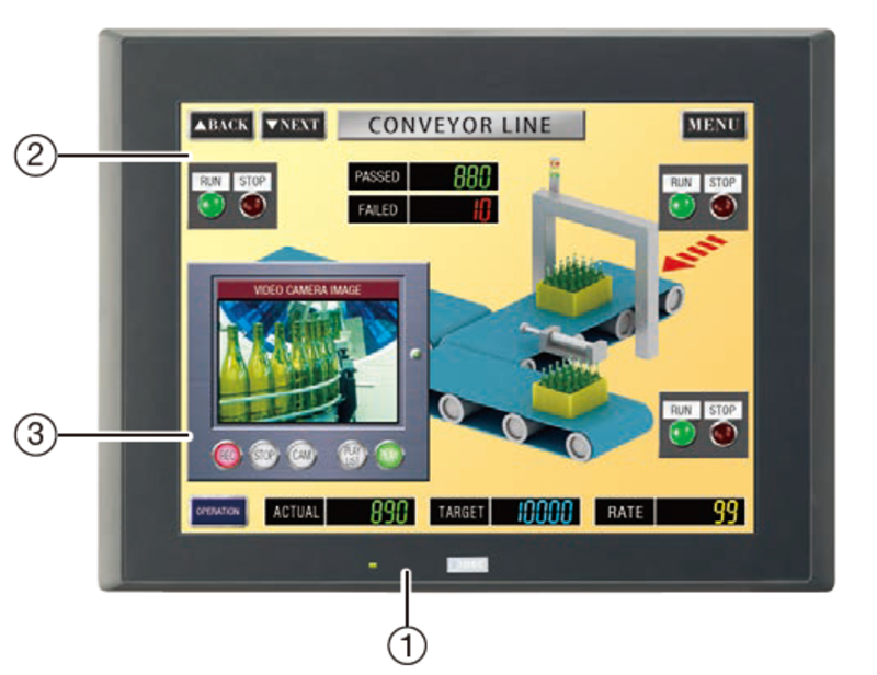 HMI, HG4G-VCXT22MF-B, Touchscreen 12.1 TFT 65K color - Bilde 3