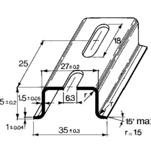 Din-skinner, TS 35X15/6X18 2M/ST/ZN - Bilde 1