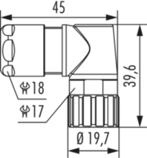 Sirkulære-kontakter/konnektorer, M16 RIGHT ANGLE CABLE CONNECTOR 7831400000