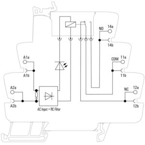 Mekanisk relle, Kontrollspenning:5-230V UC coil. Ut: 1CO, 6A, Push-IN - Bilde 2