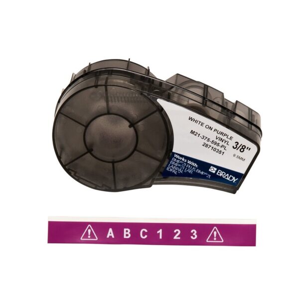 Tape til maskin, M21-375-595-PL, Allværs vinyl tape hvit på lilla 9,53mm