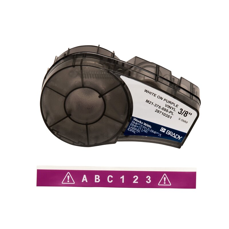 Tape til maskin, M21-375-595-PL, Allværs vinyl tape hvit på lilla 9,53mm - Bilde 1